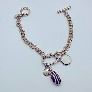 LOFT  Chain Link Toggle Bracelet Safari Charm Gold tone Minimalist Jewelry